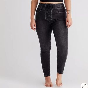 Free People CRVY High Rise Lace Up Jeans
